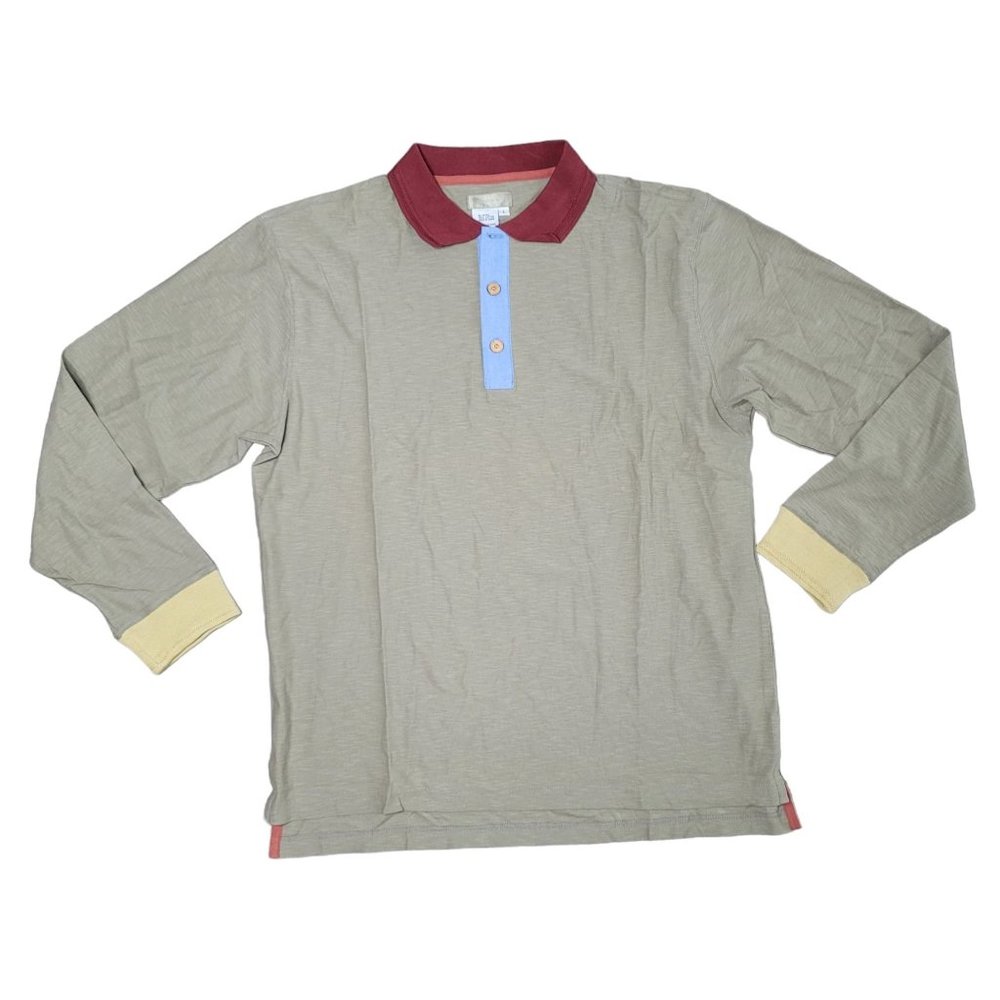the territory ahead mens polo collared shirt size large cotton color block